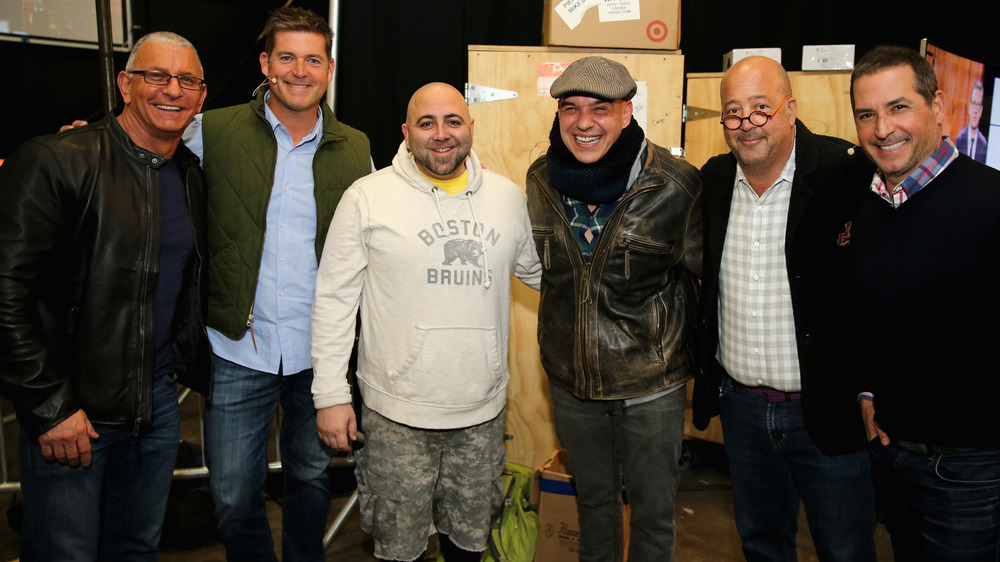 Duff Goldman and Andrew Zimmern with other chefs