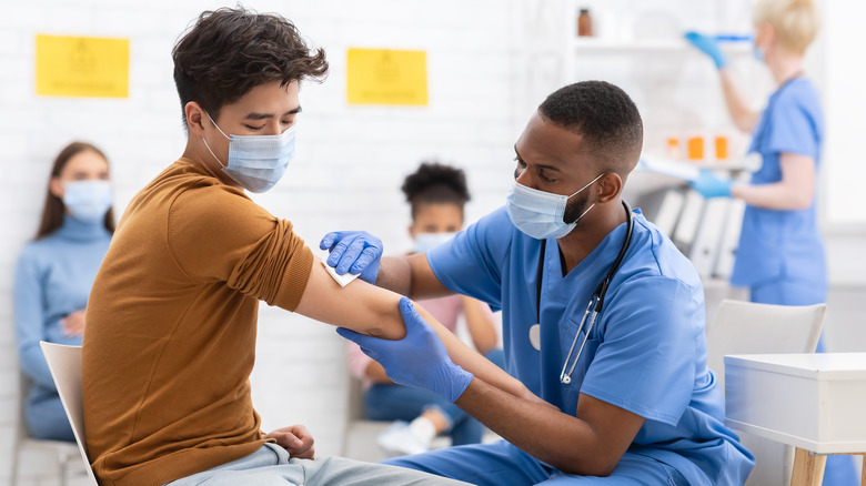 Person receiving the vaccine