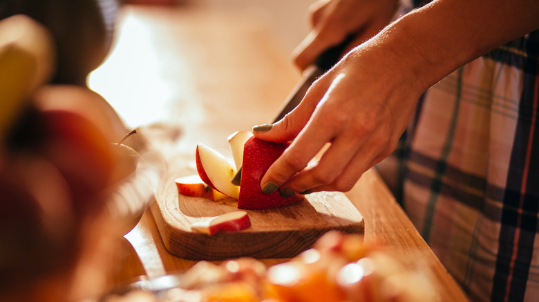 apples on cutting board