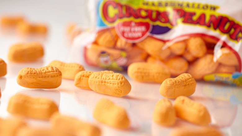 Circus peanuts in bag and on table