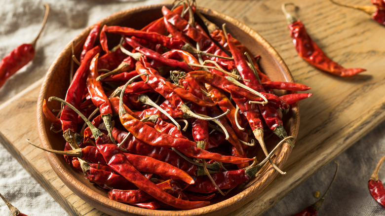 dried chiles in bowl