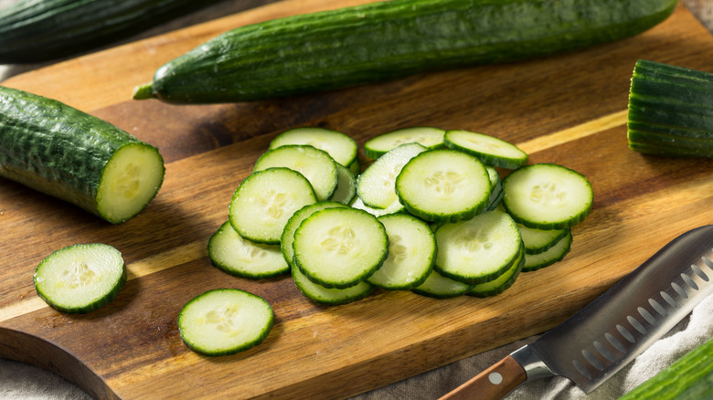 Sliced English cucumbers