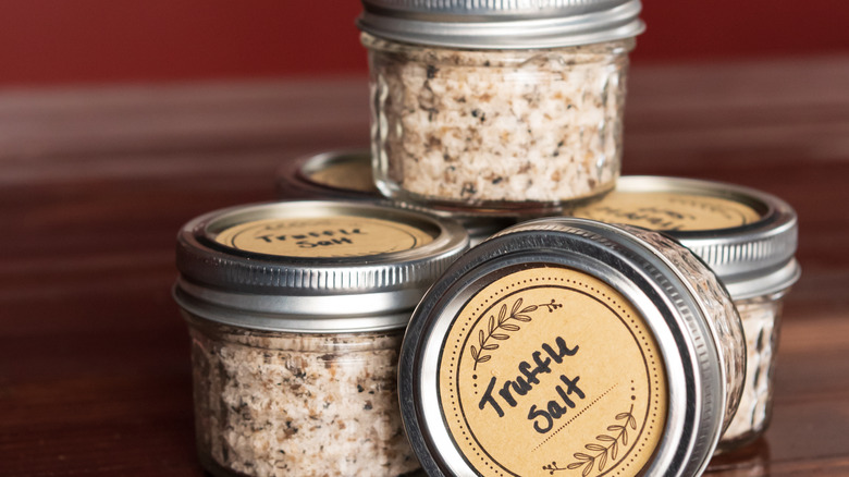 Jars of truffle salt