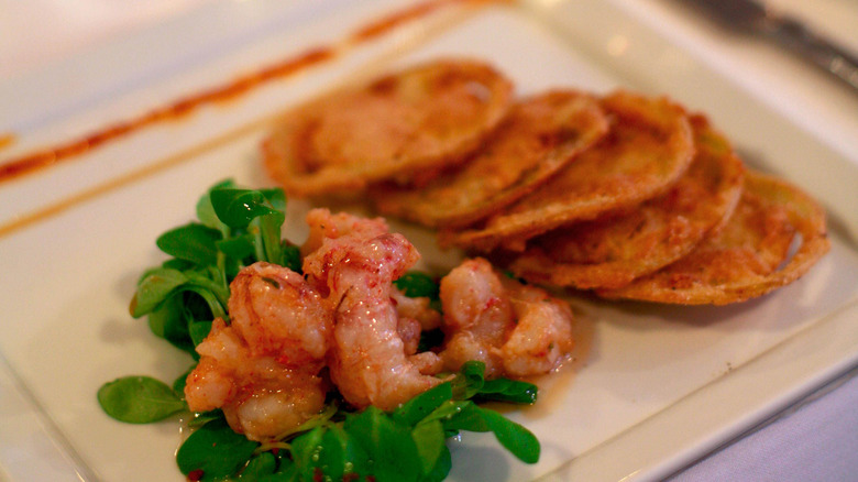 Fried green tomatoes and shrimp