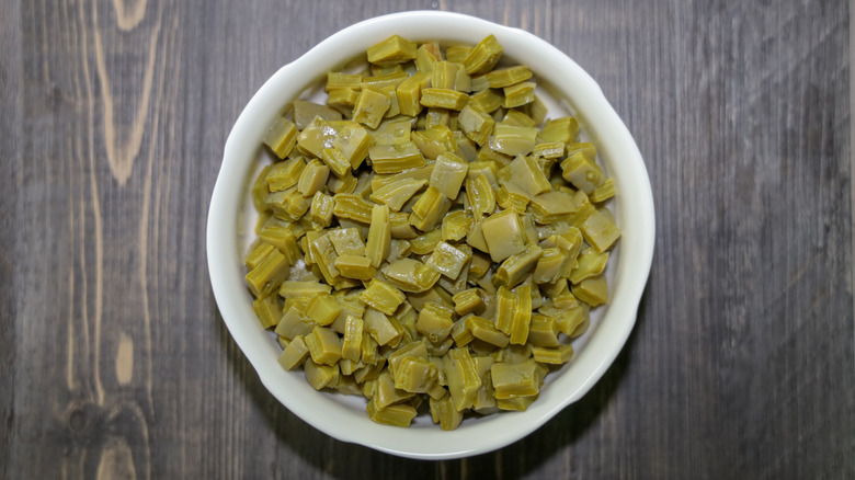 Bowl of cooked nopales