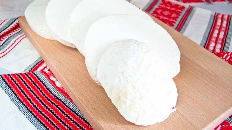 Sliced white puffball mushrooms