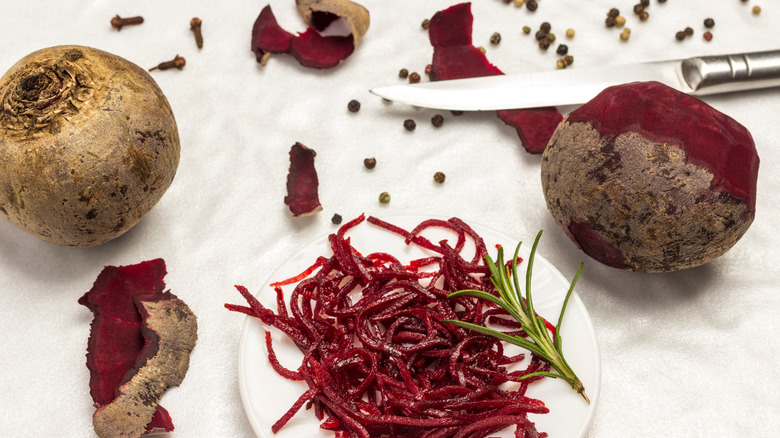 peeling beets