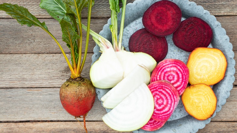 variety of multicolored beets