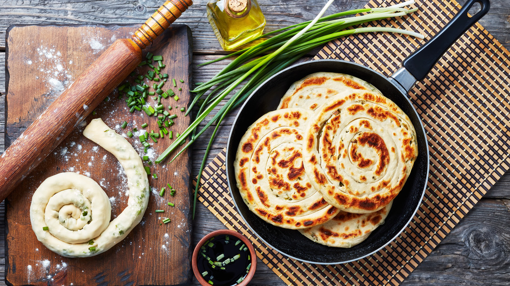 Rolled scallion pancake dough