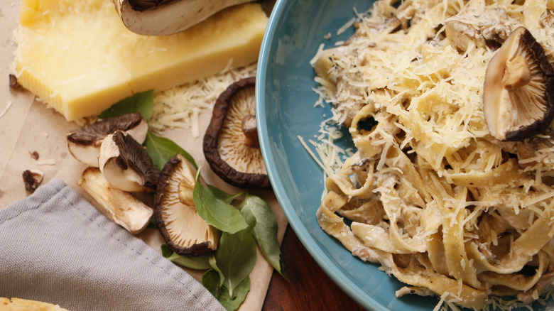 pasta and shiitake mushroom