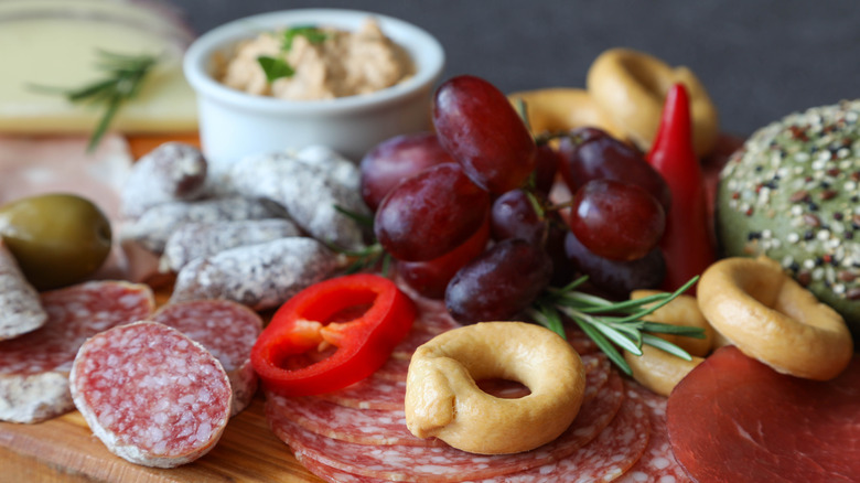 cheese and meat board with taralli