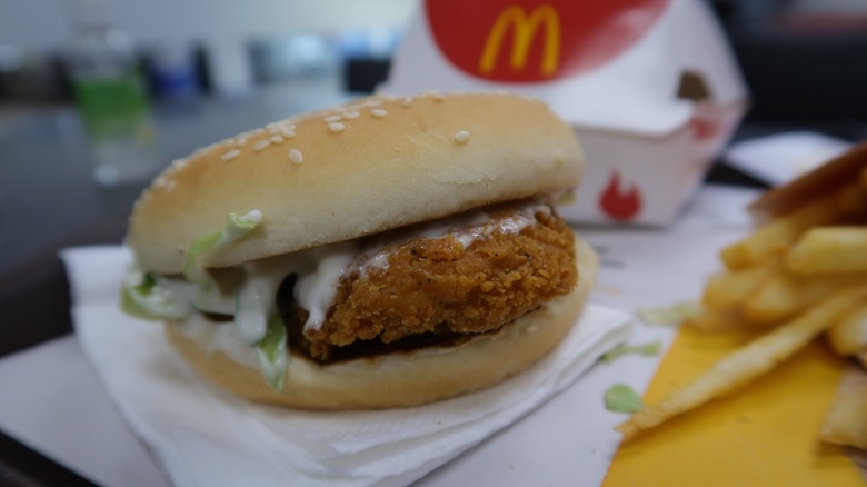 McDonald's Crispy Chicken sandwich close-up