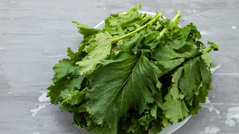 Turnip greens in a bowl