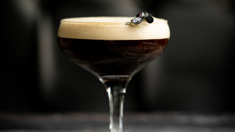 Espresso martini on a black background