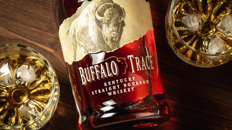 two glasses of Buffalo Trace bourbon on the rocks