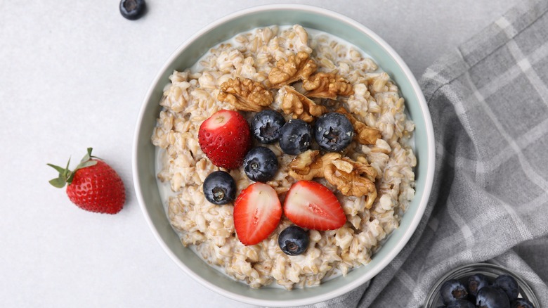 bowl of oatmeal with fruit