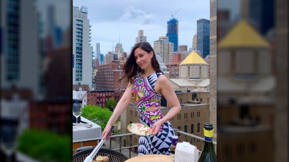 Celeste Rogers in patterned dress