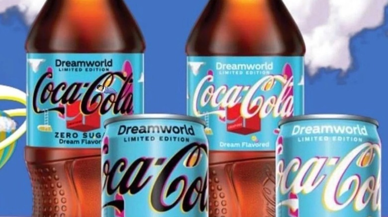 Cans and bottles of Coke Dreamworld