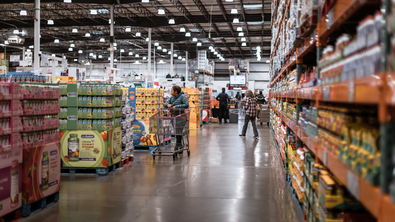 Customers with carts in Costco