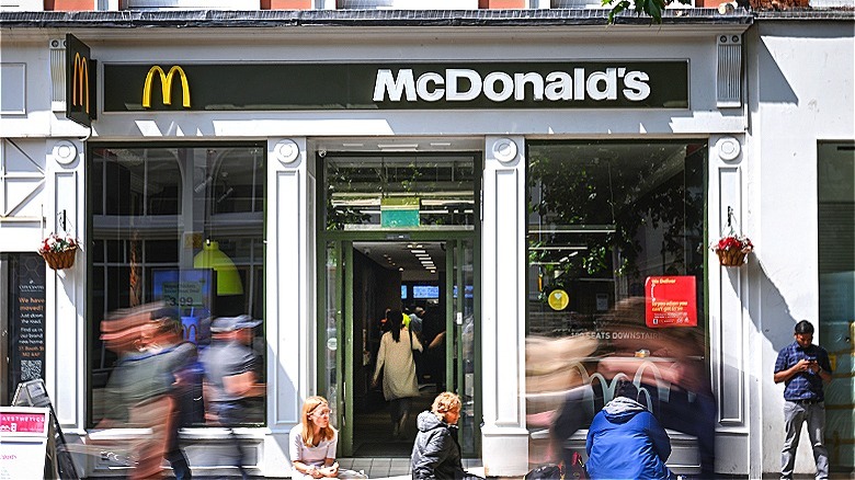 customers outside McDonald's restaurant