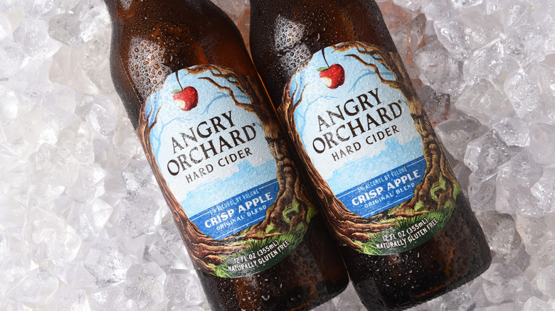 bottles of Angry Orchard cider