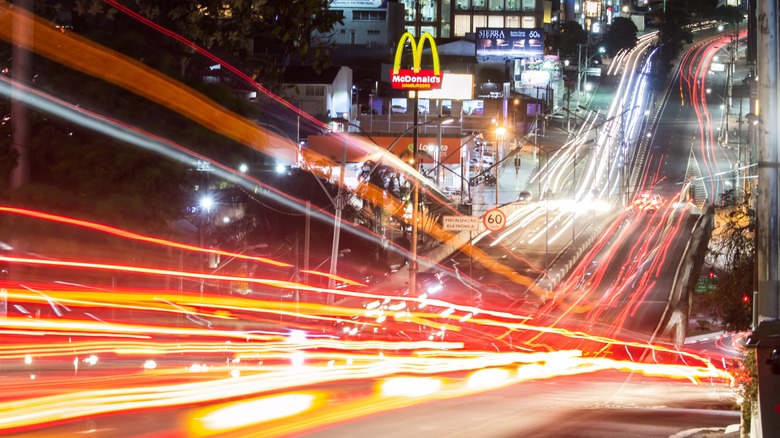 highway traffic timelapse with mcdonalds