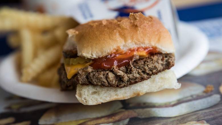 white castle slider and fries