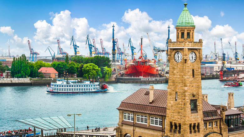 panorama of port of hamburg 