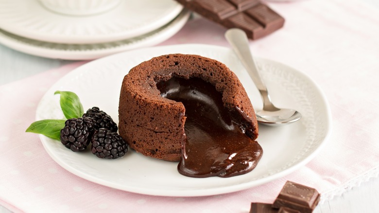 Chocolate lava cake on plate