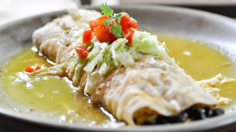 Smothered burrito with lots of sauce