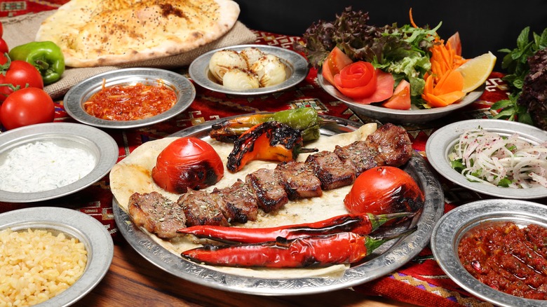 lamb backstrap kebab and sides