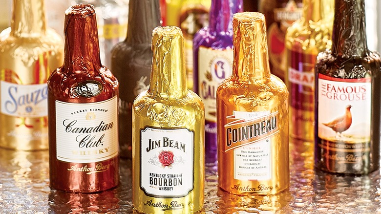 various chocolate liqueur candy bottles