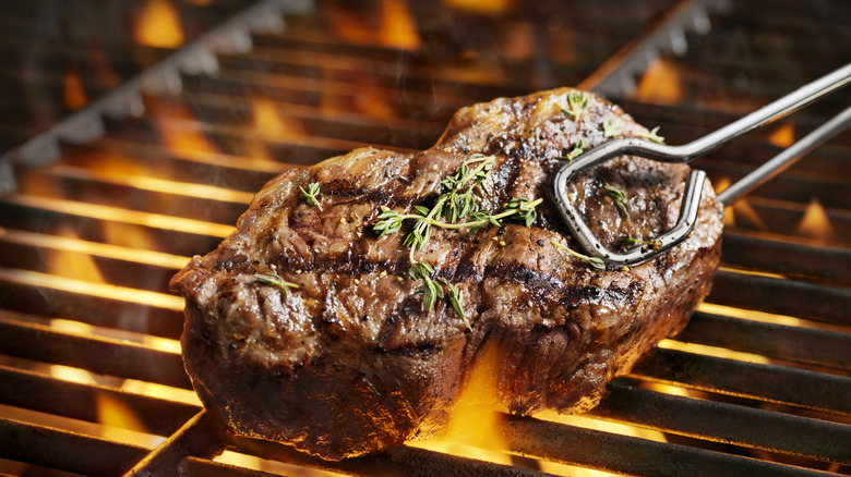 sirloin steak on the grill