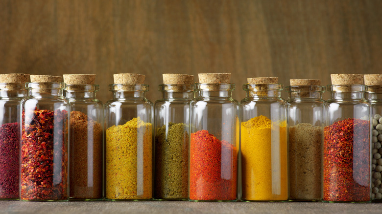 jars of colorful spices