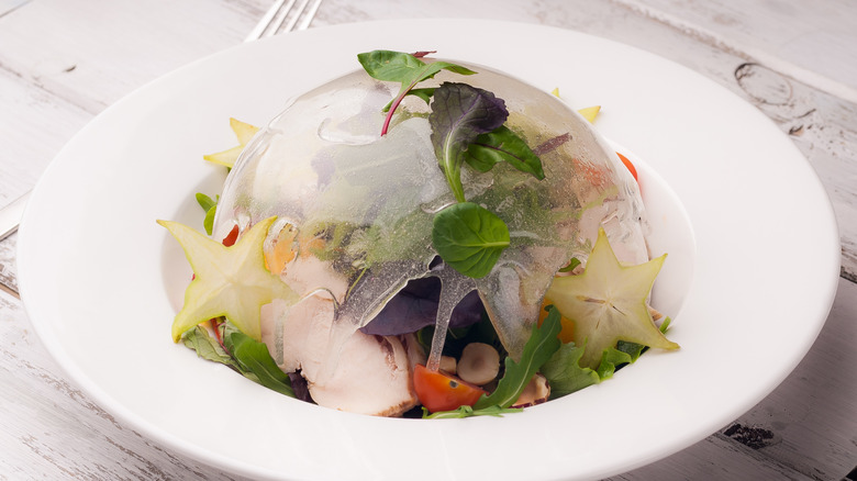 isomalt dome over salad