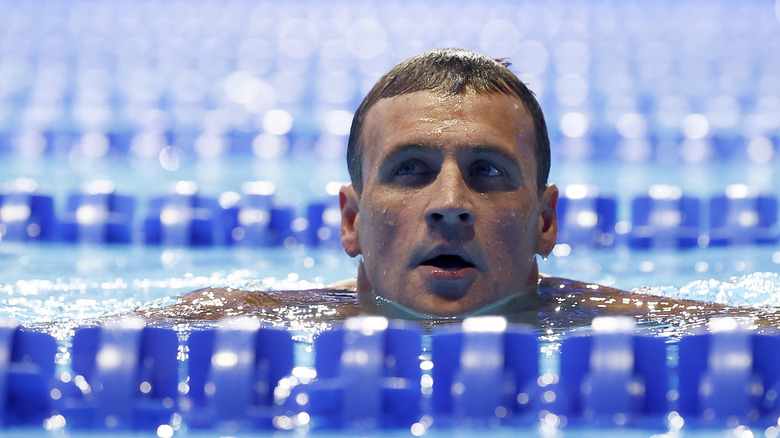Ryan Lochte swimming in pool