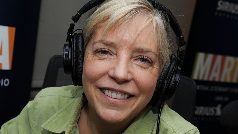 Sara Moulton smiling wearing headphones