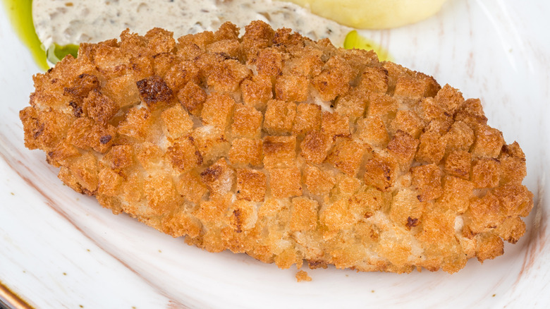 Pozharsky cutlet on white plate