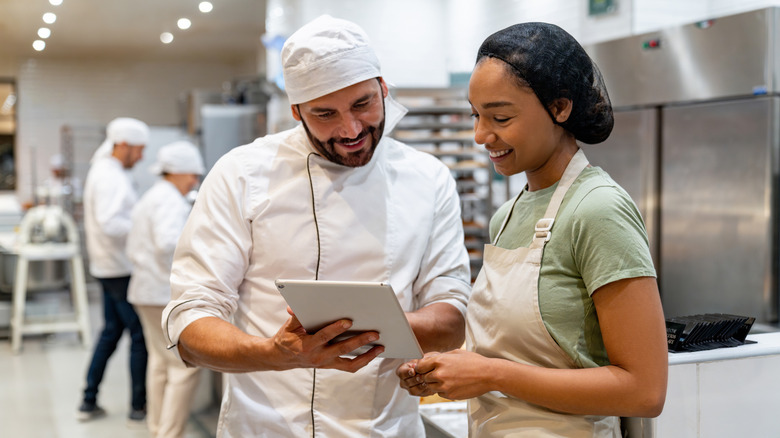 manager talking with employee