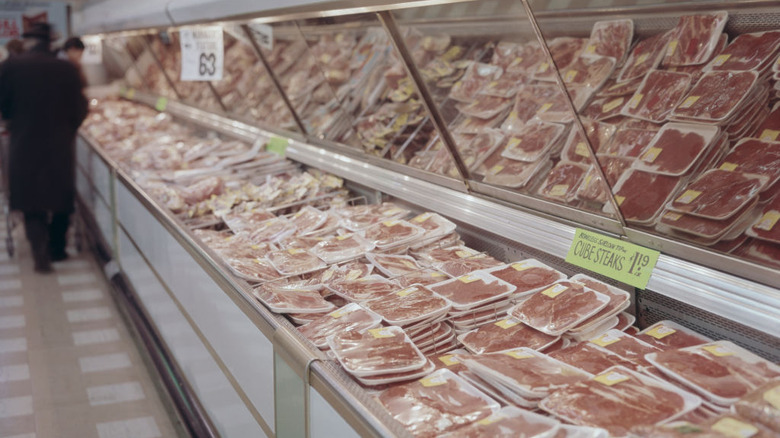 Vintage photo of meat section