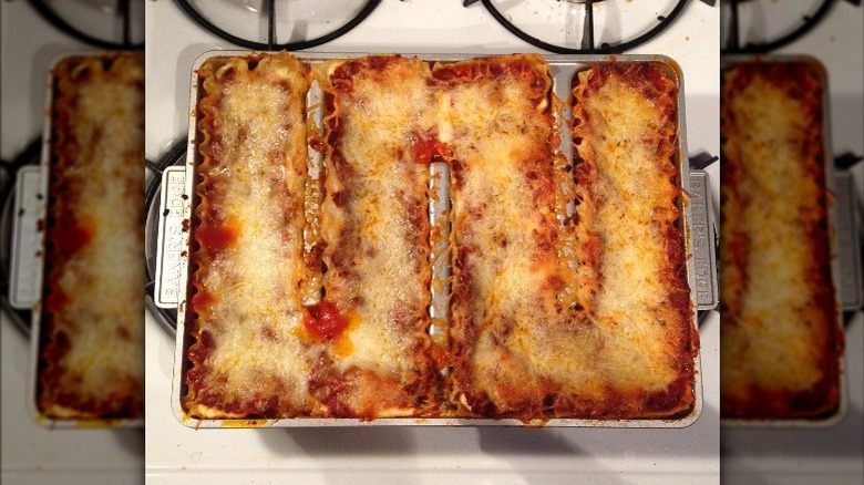 A pan of lasagna