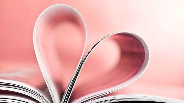 Book pages forming heart