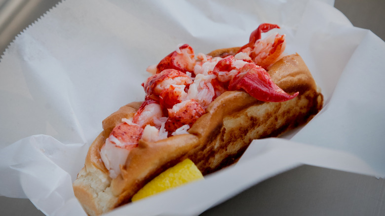 lobster roll in paper