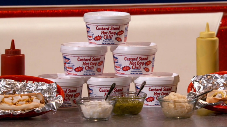 Containers of Custard Stand Hot Dog Chili