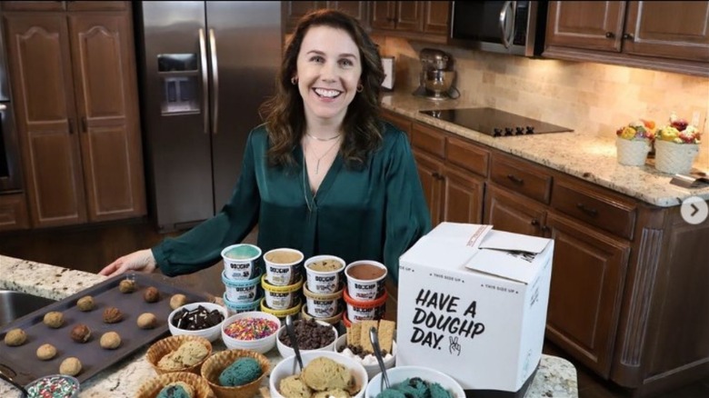 founder Kelsey Morreira with Doughp products