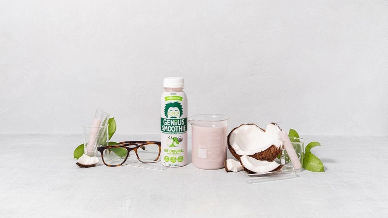 Genius Juice with coconut and glasses