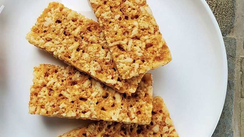 Just the Cheese snack bars unwrapped and arranged on plate