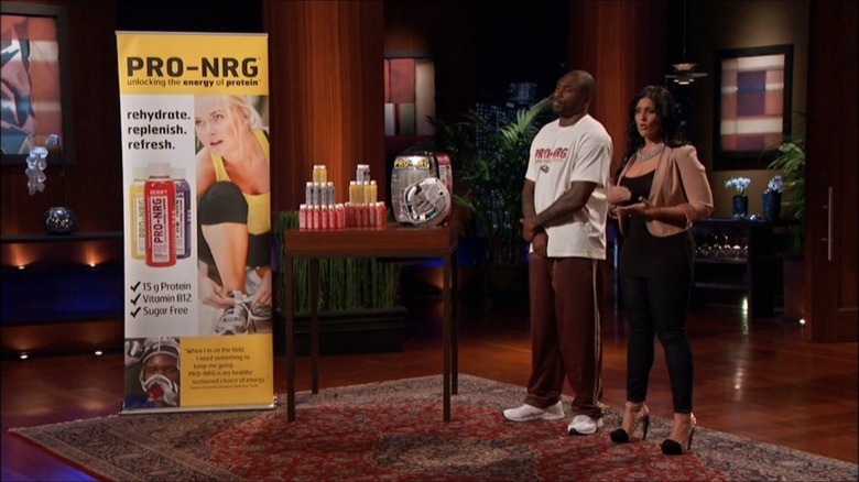 Tania Patruno and Brandon Jacobs pitching on Shark Tank