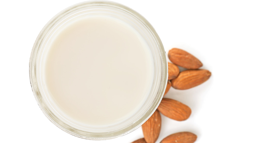 A jar of almond milk