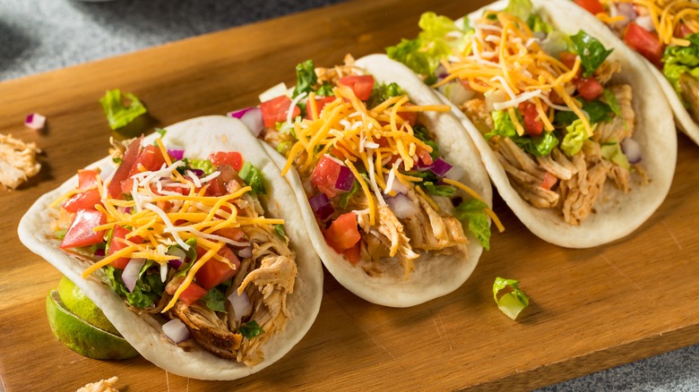 Shredded chicken tacos